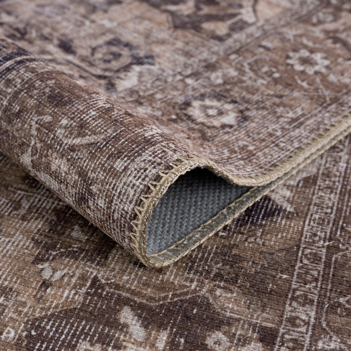 Ionia IO-08 Traditional Washable Rug | BROWN/BLACK | Non-Slip