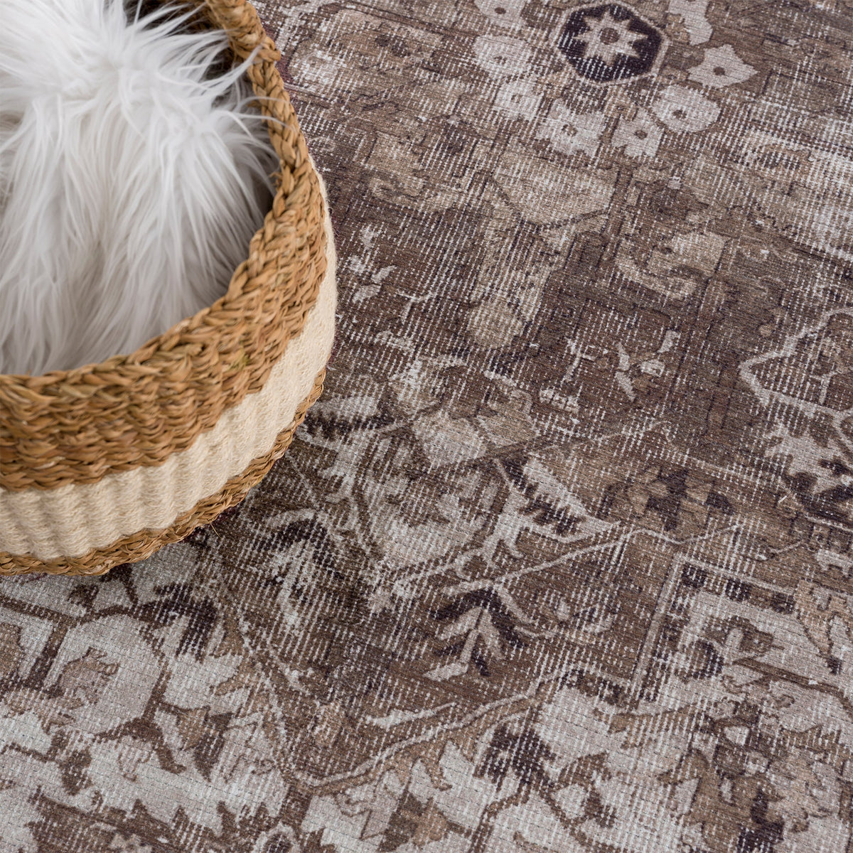 Ionia IO-08 Traditional Washable Rug | BROWN/BLACK | Non-Slip