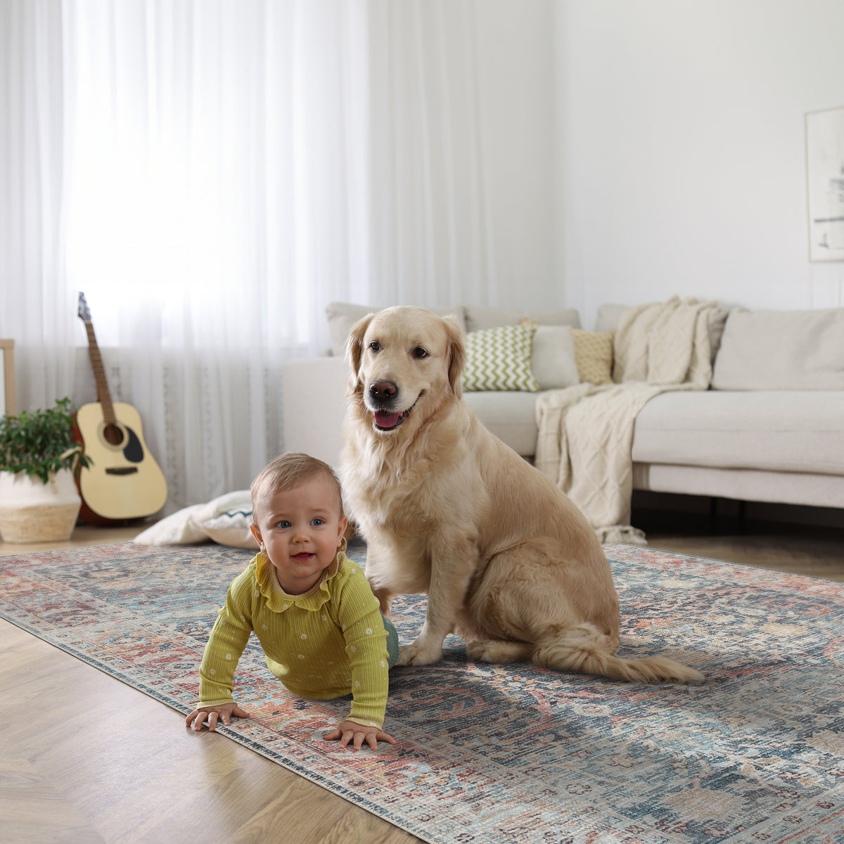 Caria CR-02 Traditional Washable Rug | Non-Slip