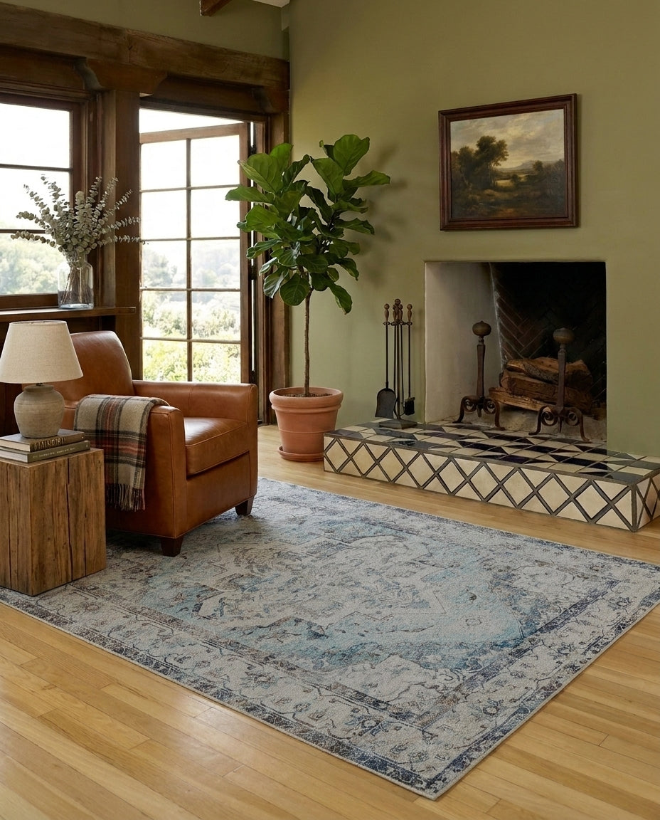 Pearl - Ivory & Soft Blue Rug