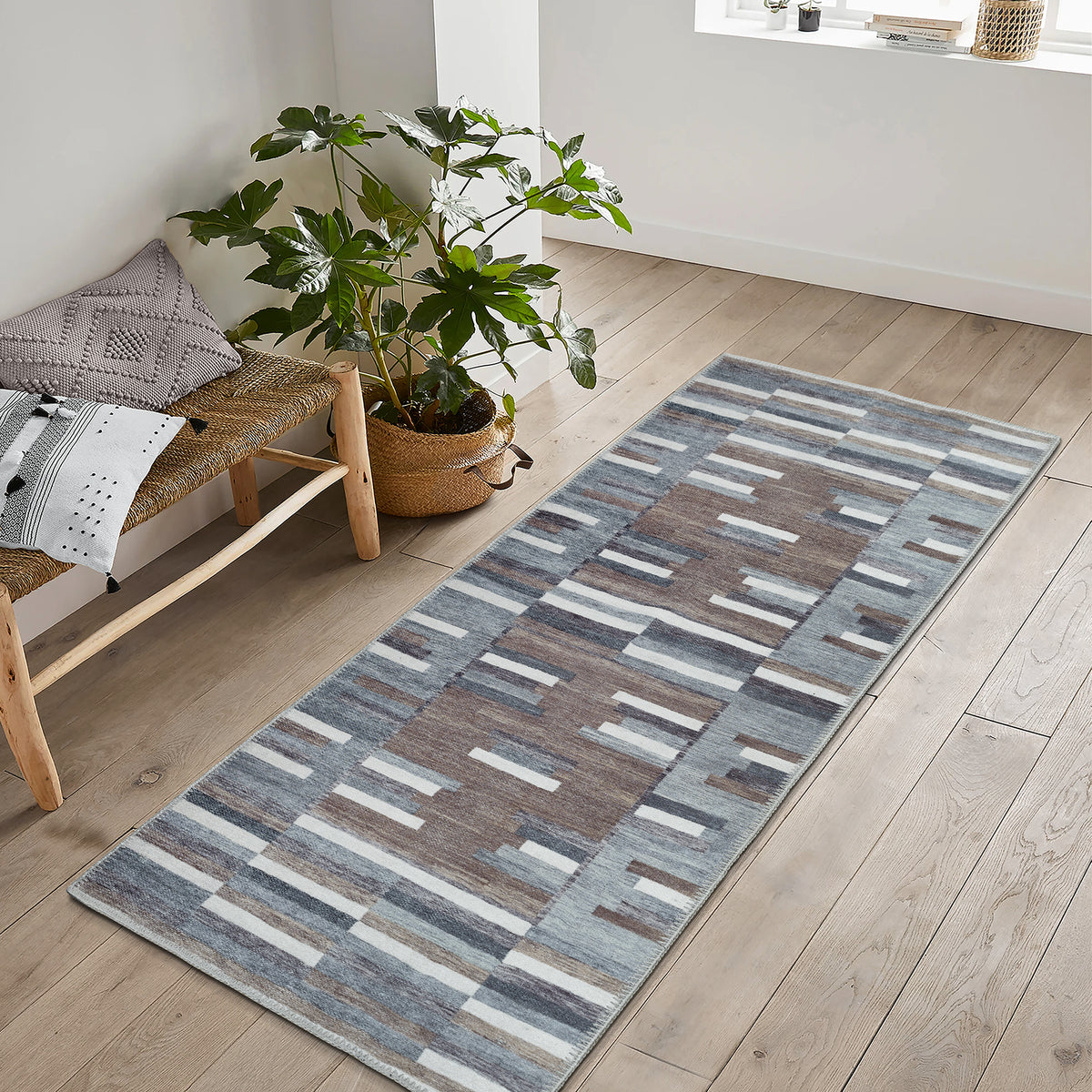 Ionia IO-55 Striped Blue and Brown Rug