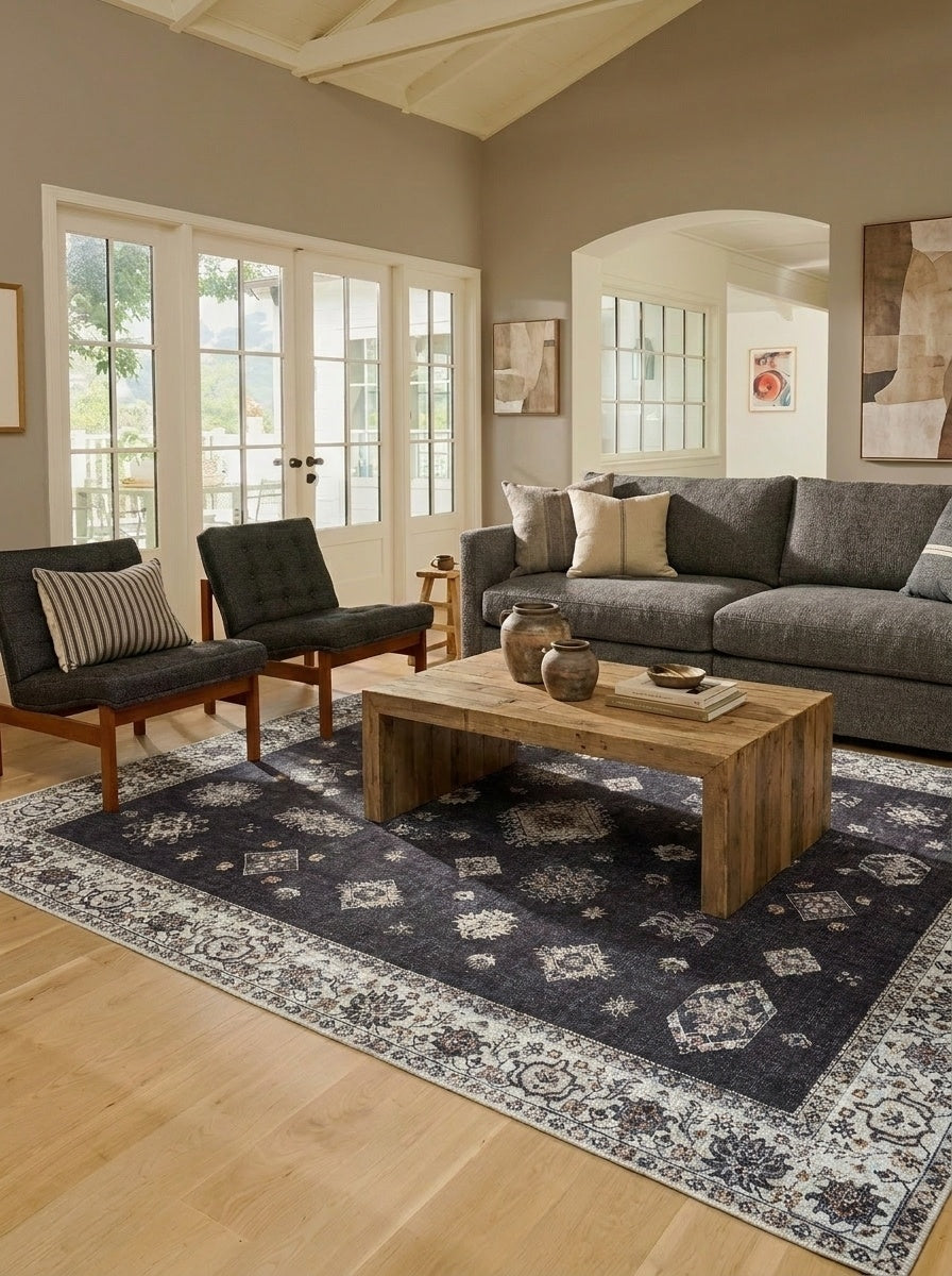 Midnight - Black & Ivory Rug