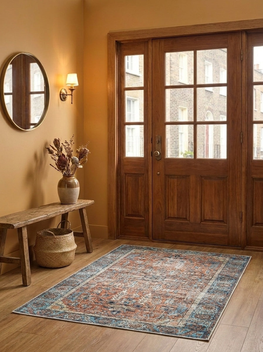 June - Terracotta & Blue Rug
