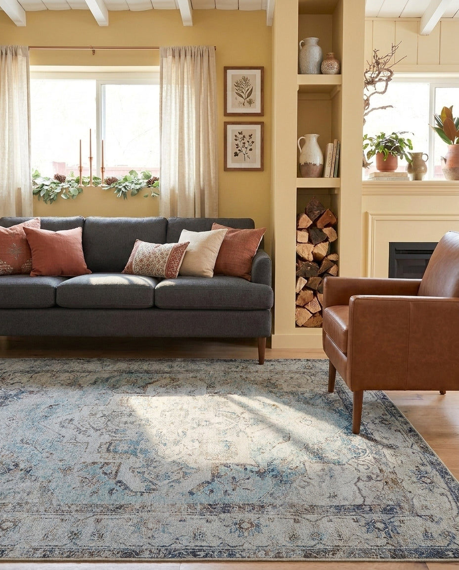 Pearl - Ivory & Soft Blue Rug