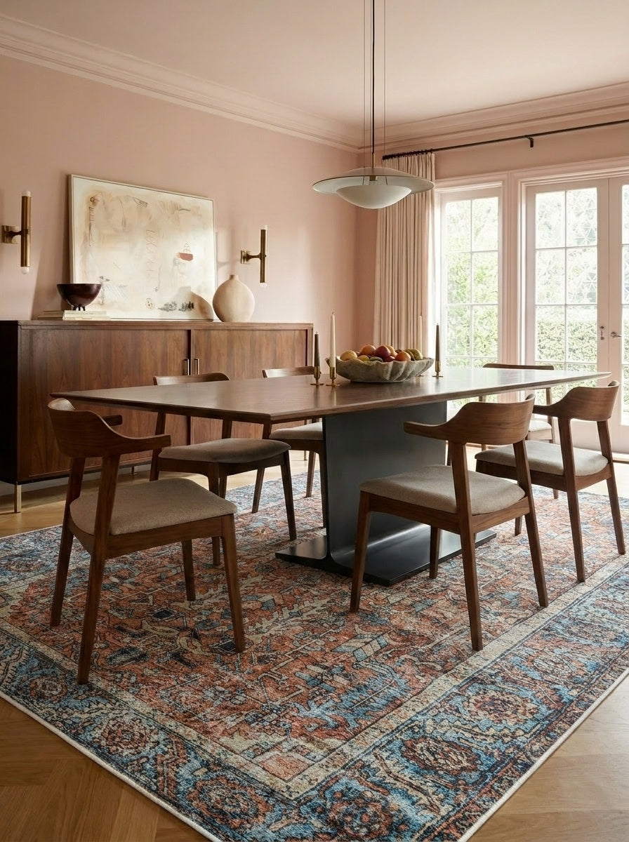 June - Terracotta & Blue Rug