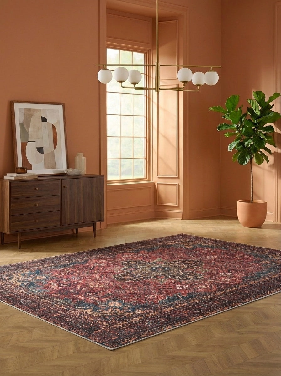 Crimson - Ruby & Teal Rug