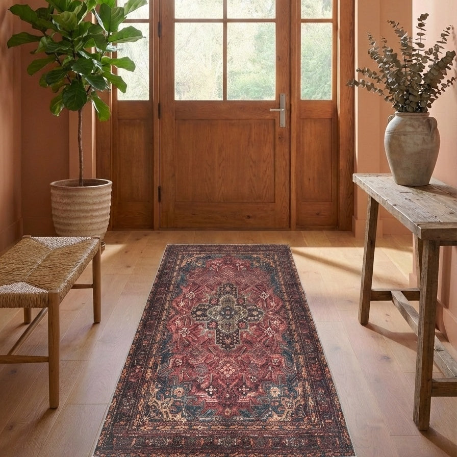 Crimson - Ruby & Teal Rug