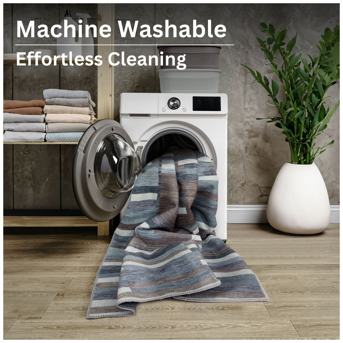 Ionia IO-55 Striped Blue and Brown Rug