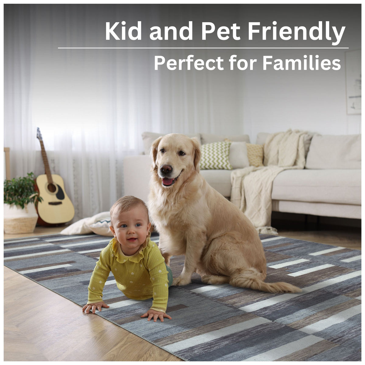 Ionia IO-55 Striped Blue and Brown Rug