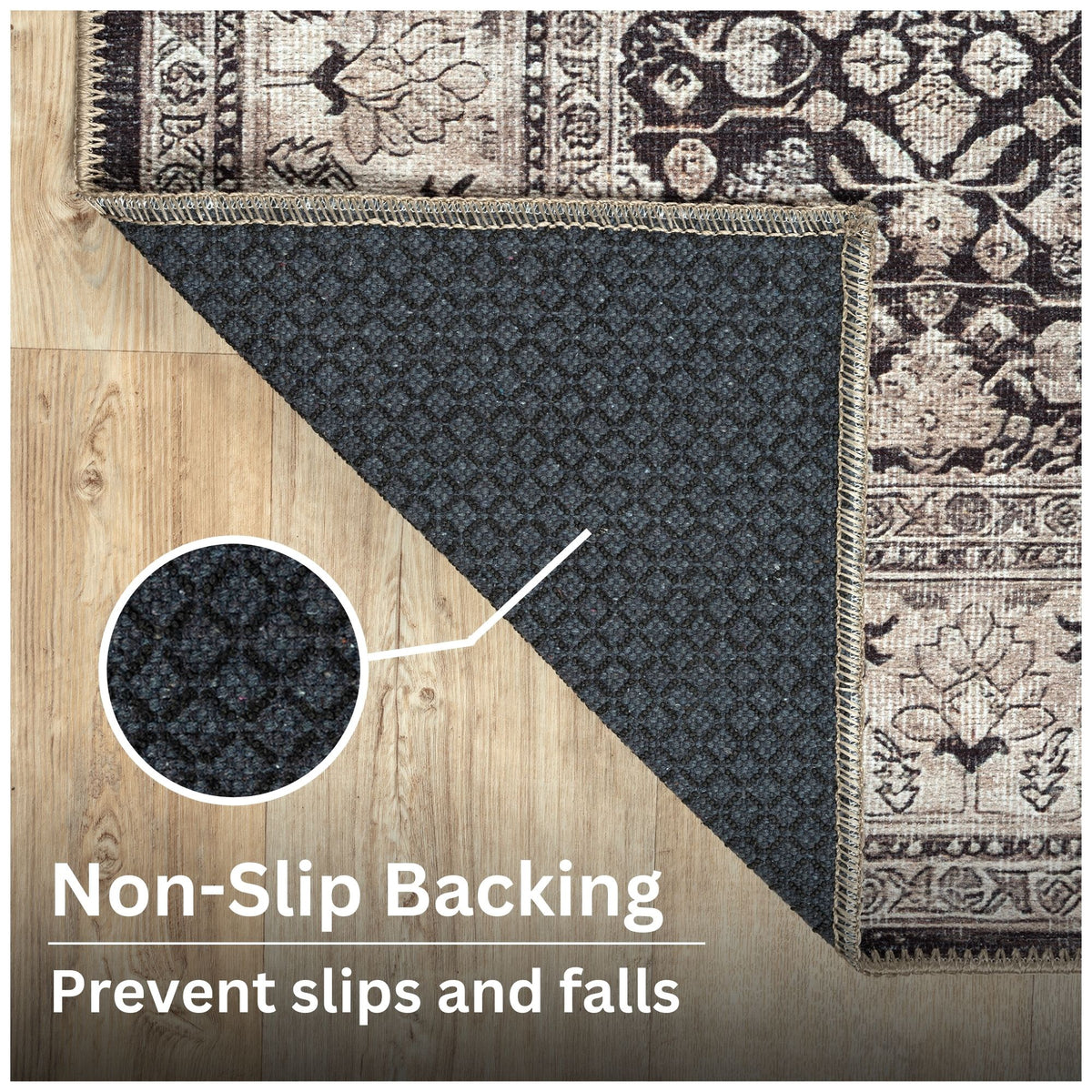 Ionia IO-61 Traditional Bordered Charcoal and Beige Rug