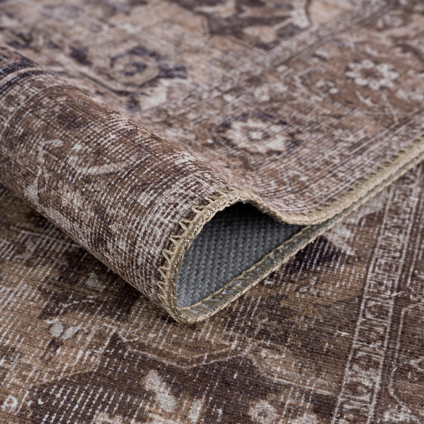 Ionia IO-08 Traditional Washable Rug | BROWN/BLACK | Non-Slip