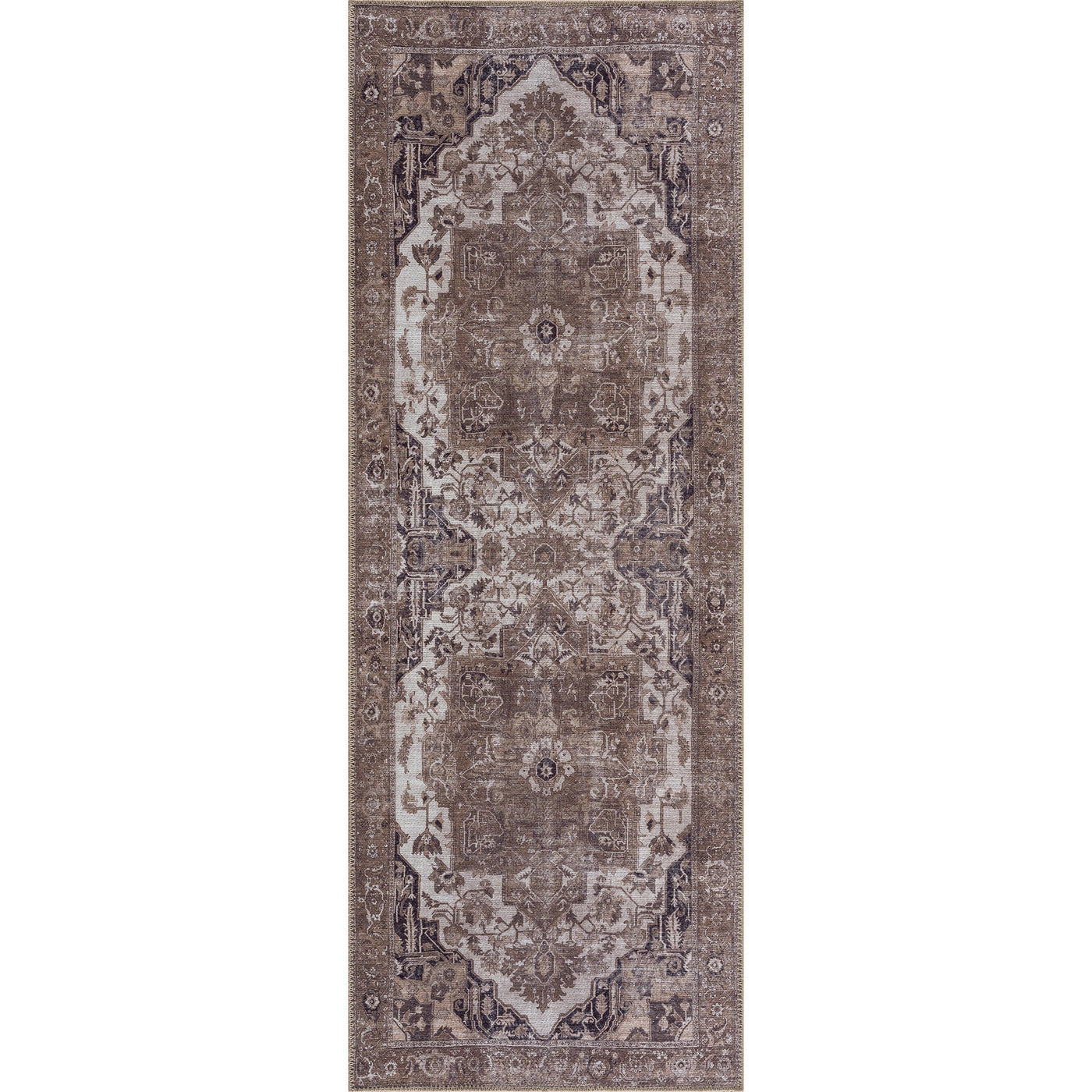 Ionia IO-08 Traditional Washable Rug | BROWN/BLACK | Non-Slip