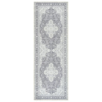 Ionia IO-51 Washable Non-Slip Traditional Medallion Charcoal Blue Area Rug