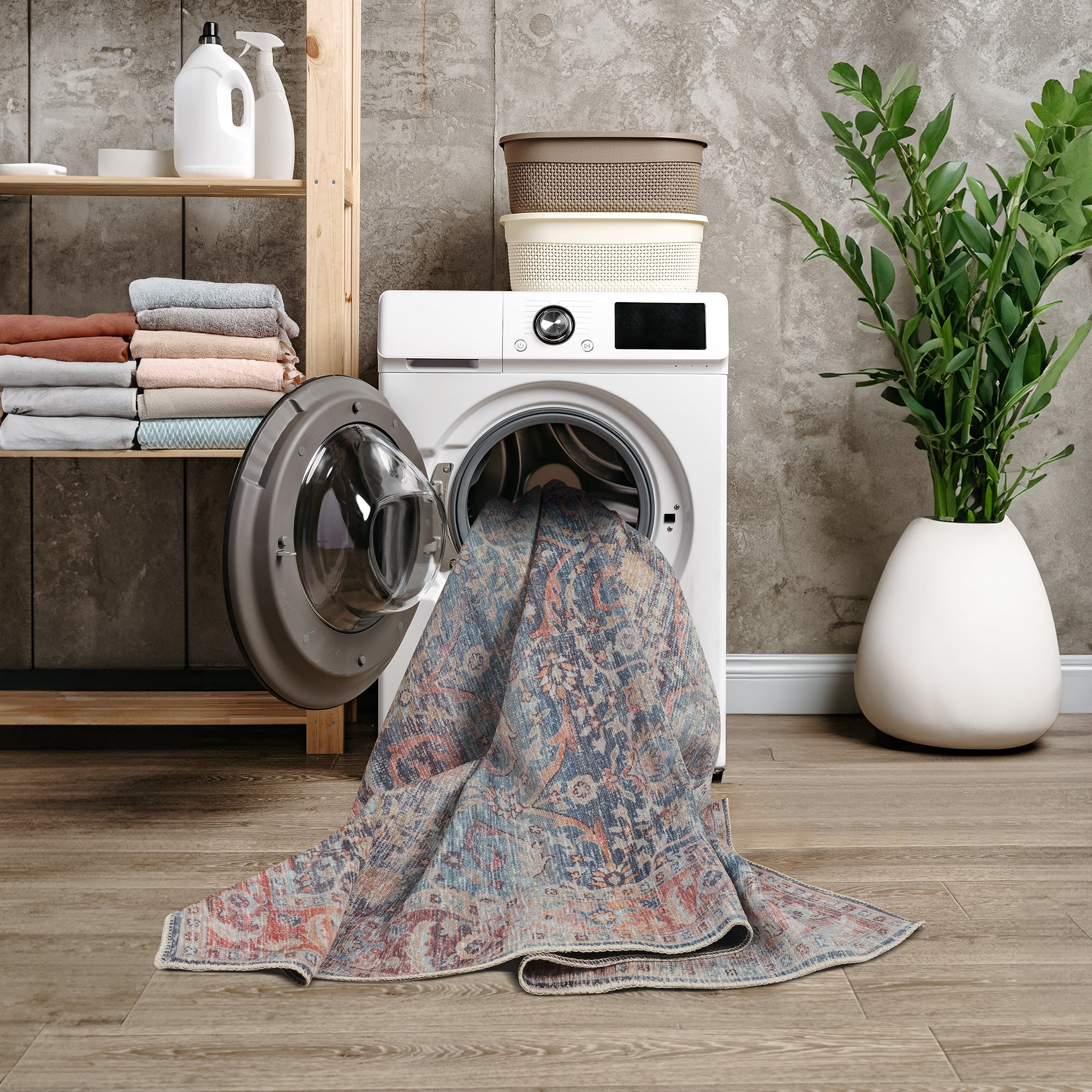 Bloom Rugs Caria Washable Non-Slip 7 ft Runner - Navy Blue Traditional Runner for Entryway, Hallway, Bathroom, and Kitchen - Exact Size: 2'6 x 7 Bloom Rugs Caria Washable Non-Slip 7 ft Runner - Navy Blue Traditional Runner for Entryway, Hallway, Bathroom, and Kitchen - Exact Size: 2'6 x 7
