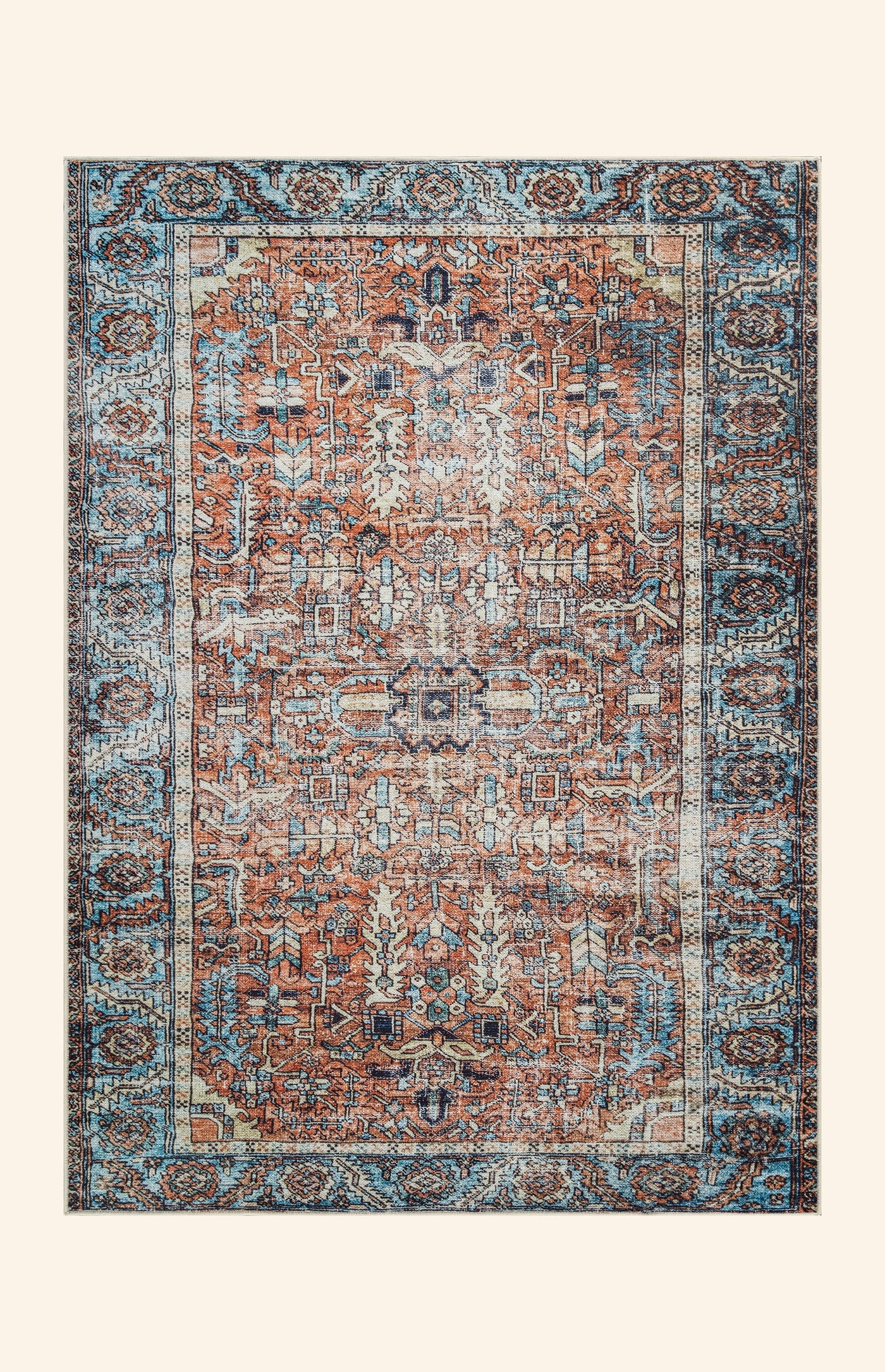 June - Terracotta & Blue Rug