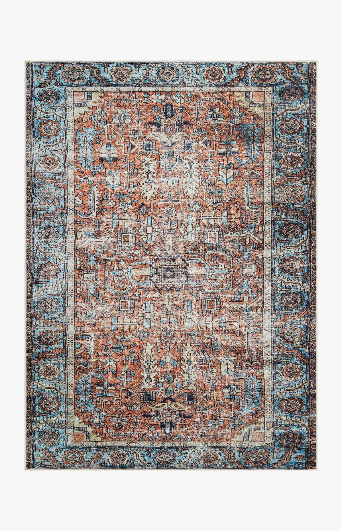 June - Terracotta & Blue Rug