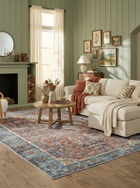 June - Terracotta & Blue Rug