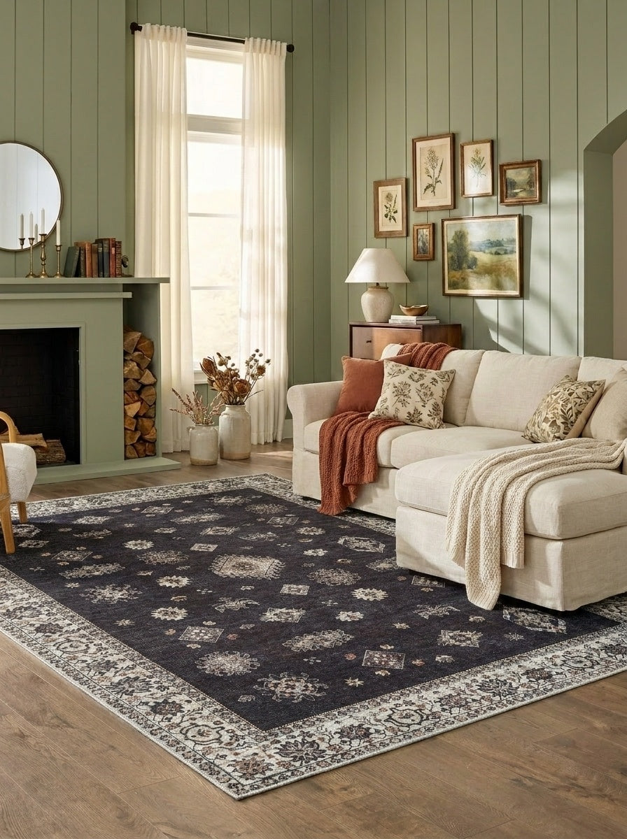 Midnight - Black & Ivory Rug