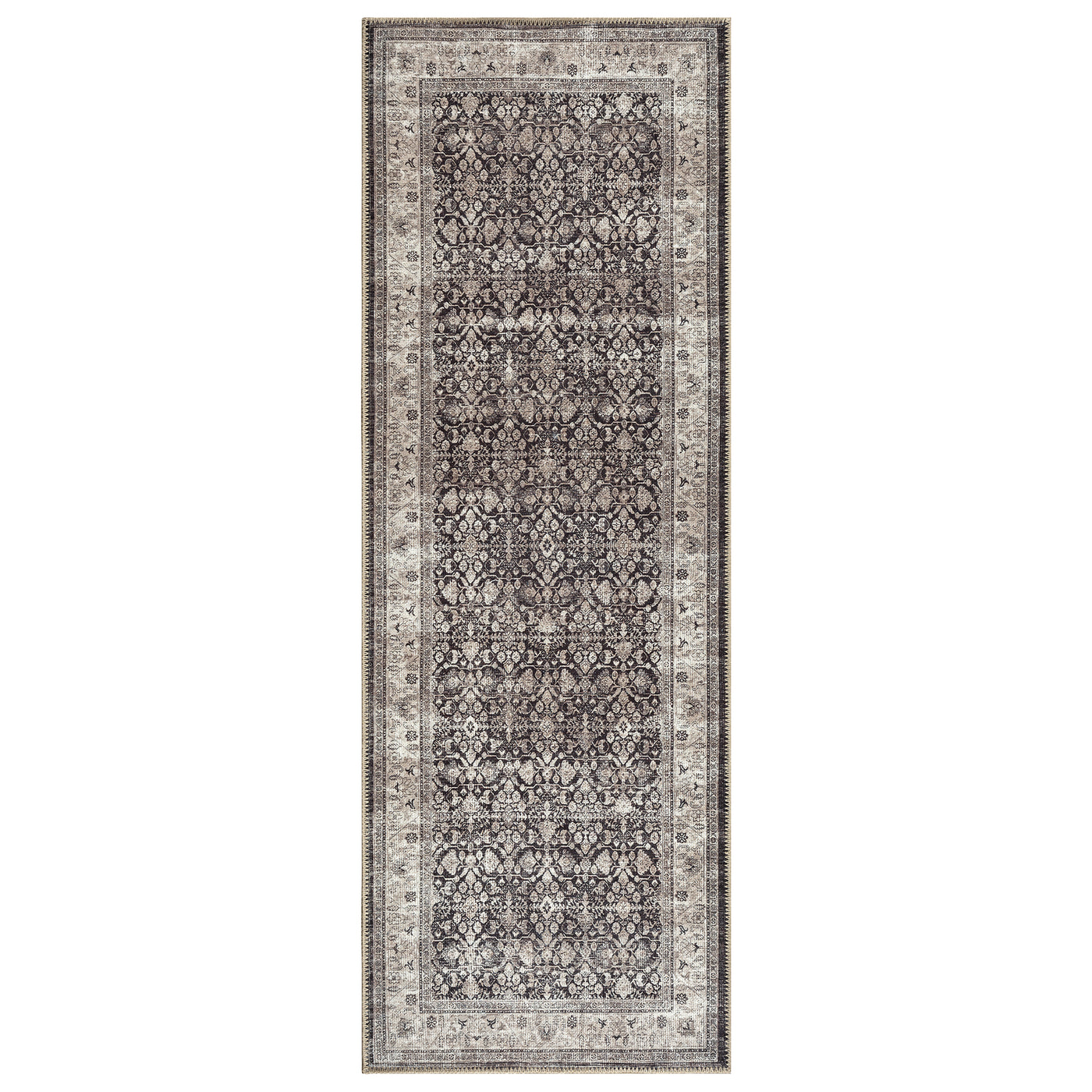 Ionia IO-61 Traditional Bordered Charcoal and Beige Rug