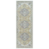 Ionia IO-14 Traditional Medallion Yellow Washable Rug | Non-Slip