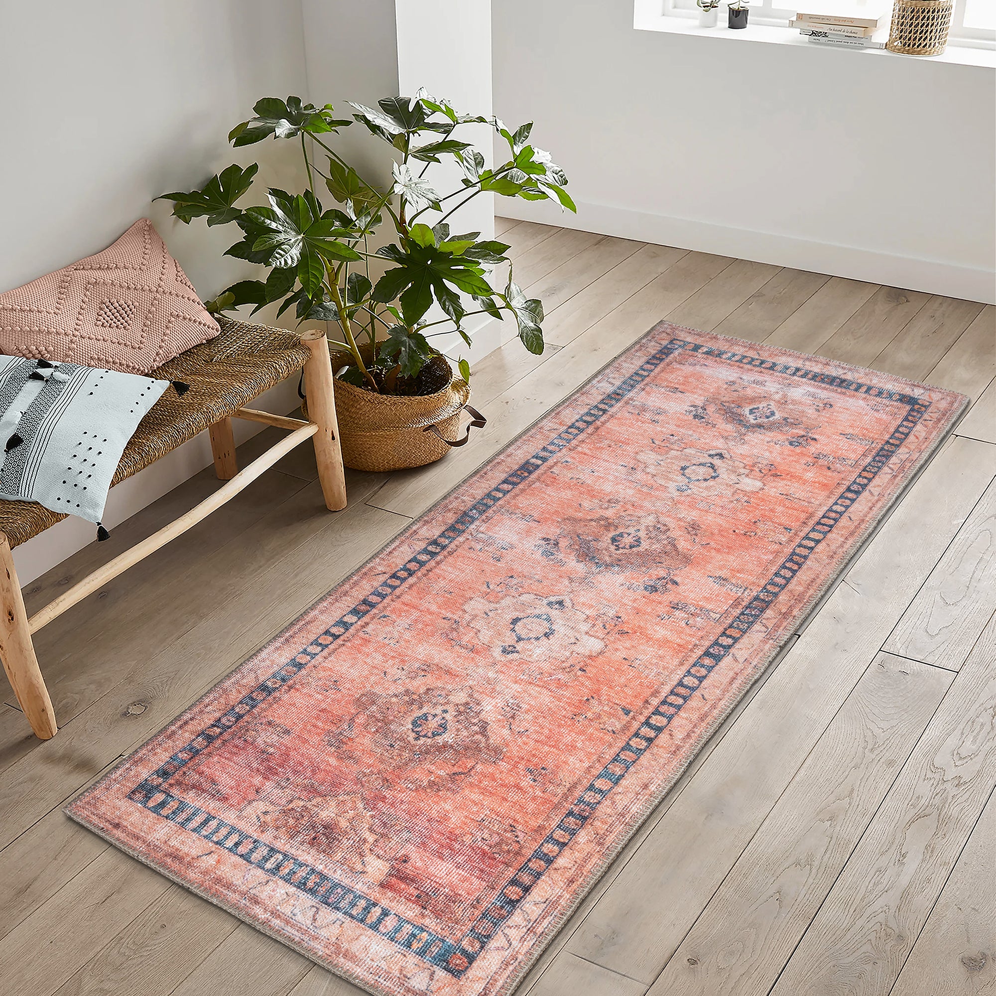 Traditional Bordered Peach Rug – Bloom Rugs