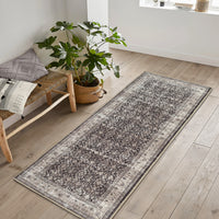 Ionia IO-61 Traditional Bordered Charcoal and Beige Rug