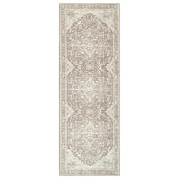 Ionia IO-14 Traditional Medallion Light Brown Washable Rug | Non-Slip