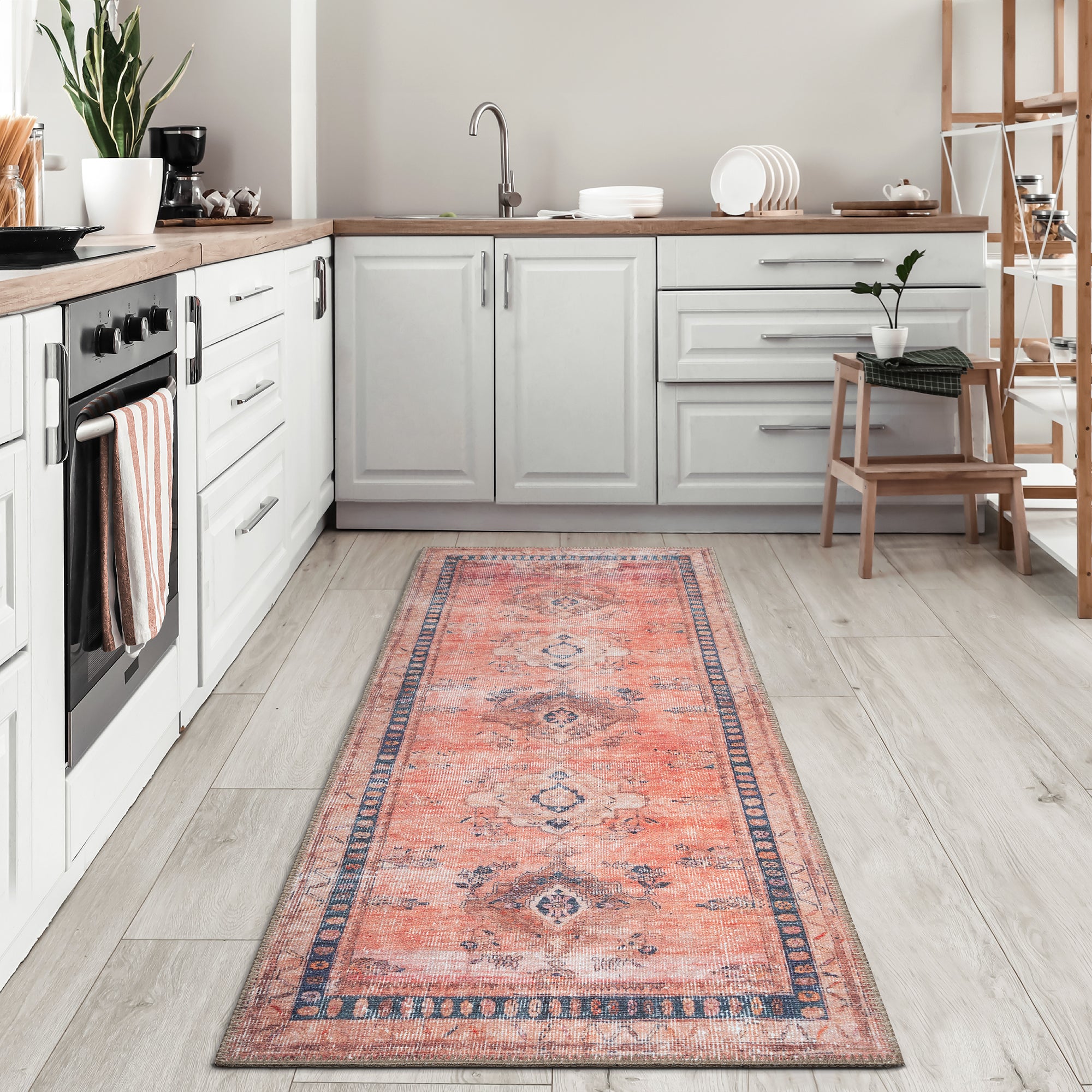 Traditional Bordered Peach Rug – Bloom Rugs