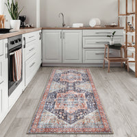 Ionia IO-59 Traditional Medallion Multicolor Washable Rug | Non-Slip