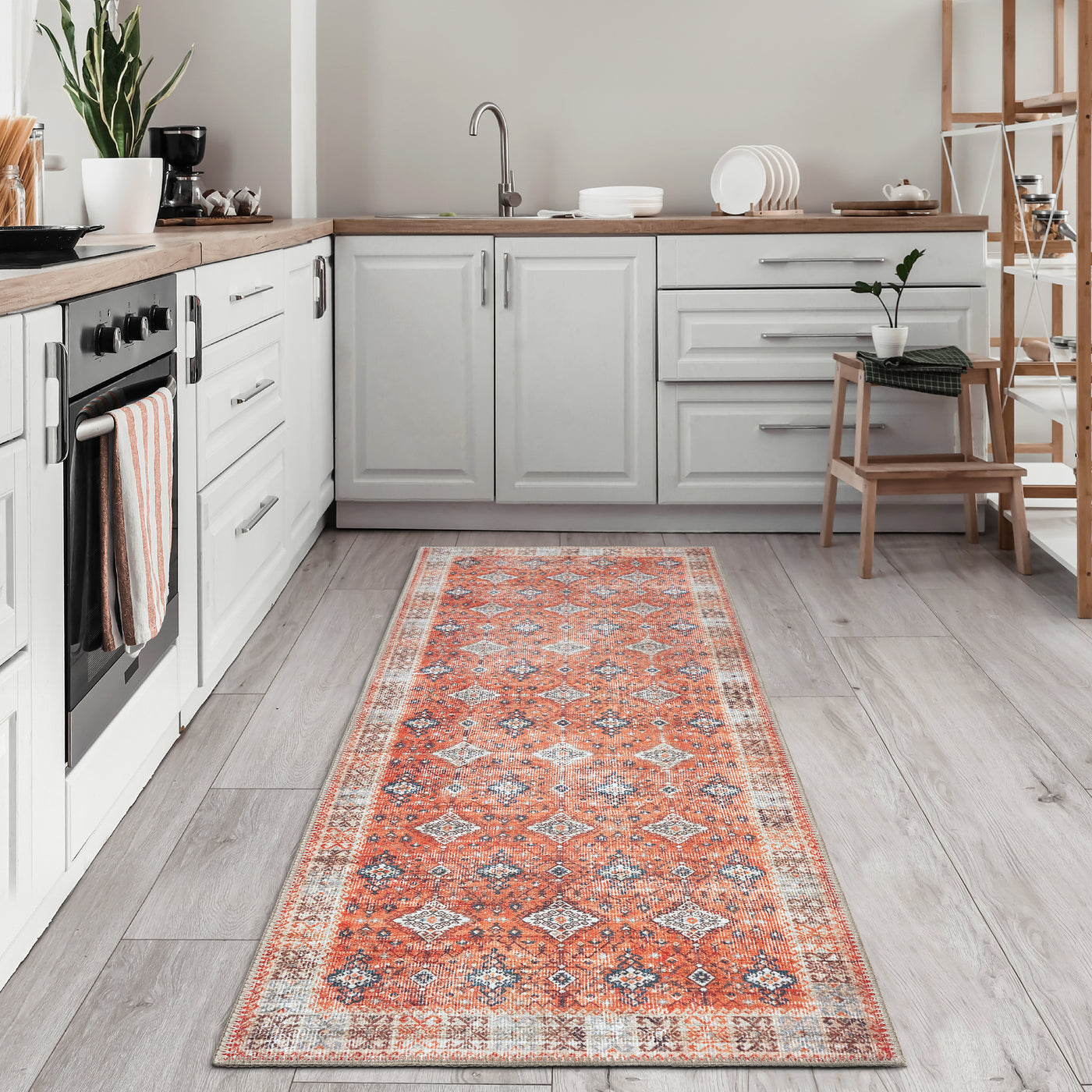 Ionia IO-64 Traditional Bordered Orange Rug
