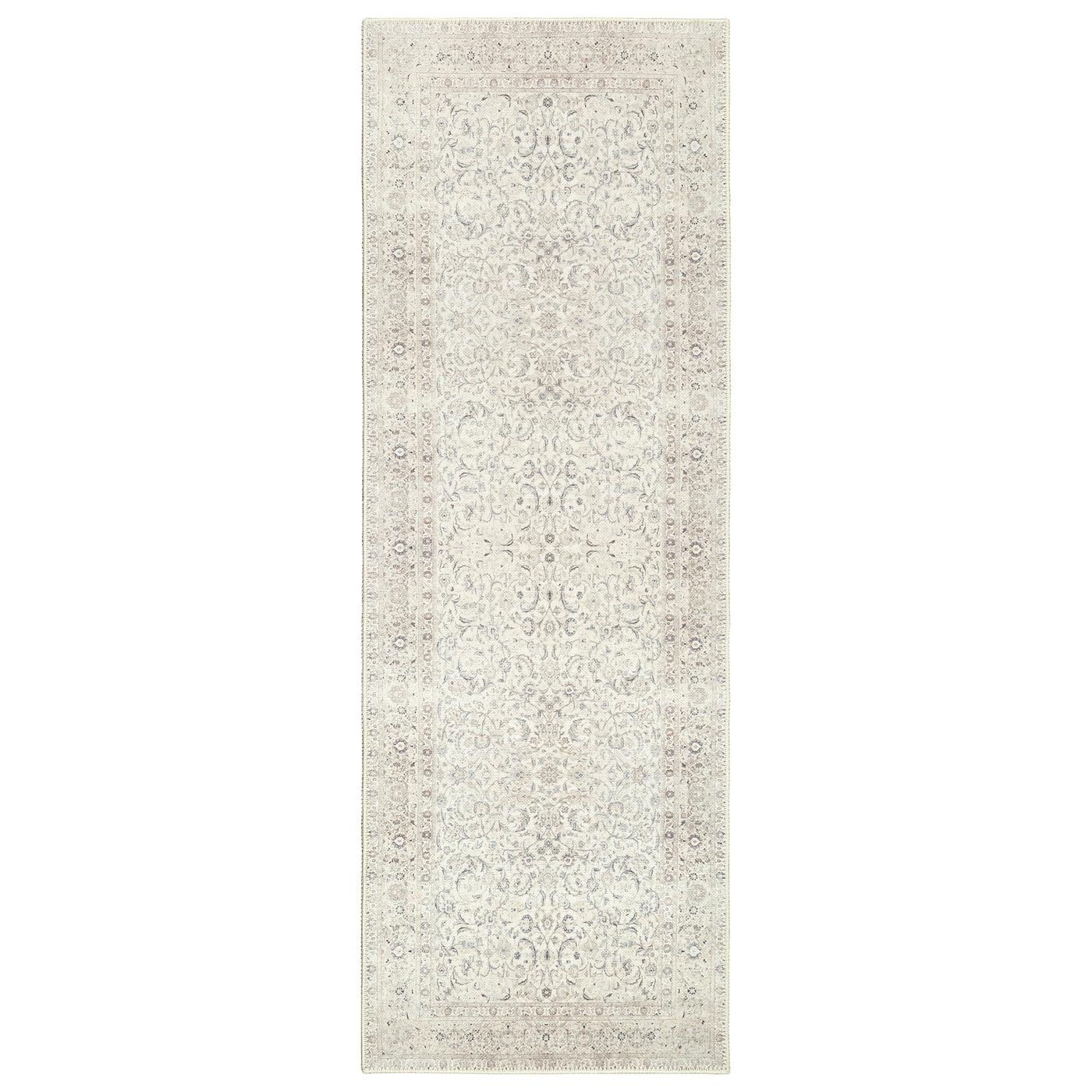 Ionia IO-39 Traditional Bordered Cream Washable Rug | Non-Slip
