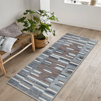 Ionia IO-55 Striped Blue and Brown Rug