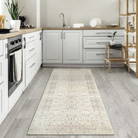 Ionia IO-39 Traditional Bordered Cream Washable Rug | Non-Slip