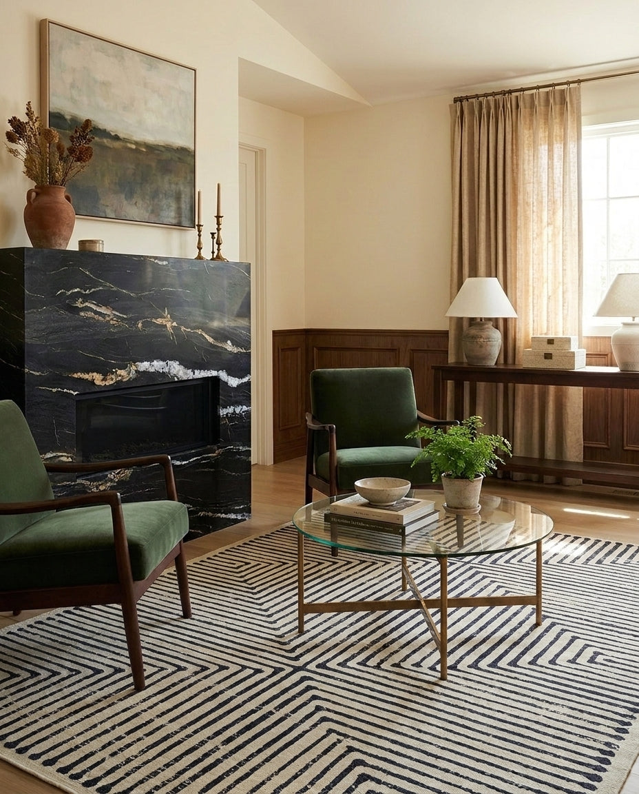 Hampton - Black & Ivory Rug