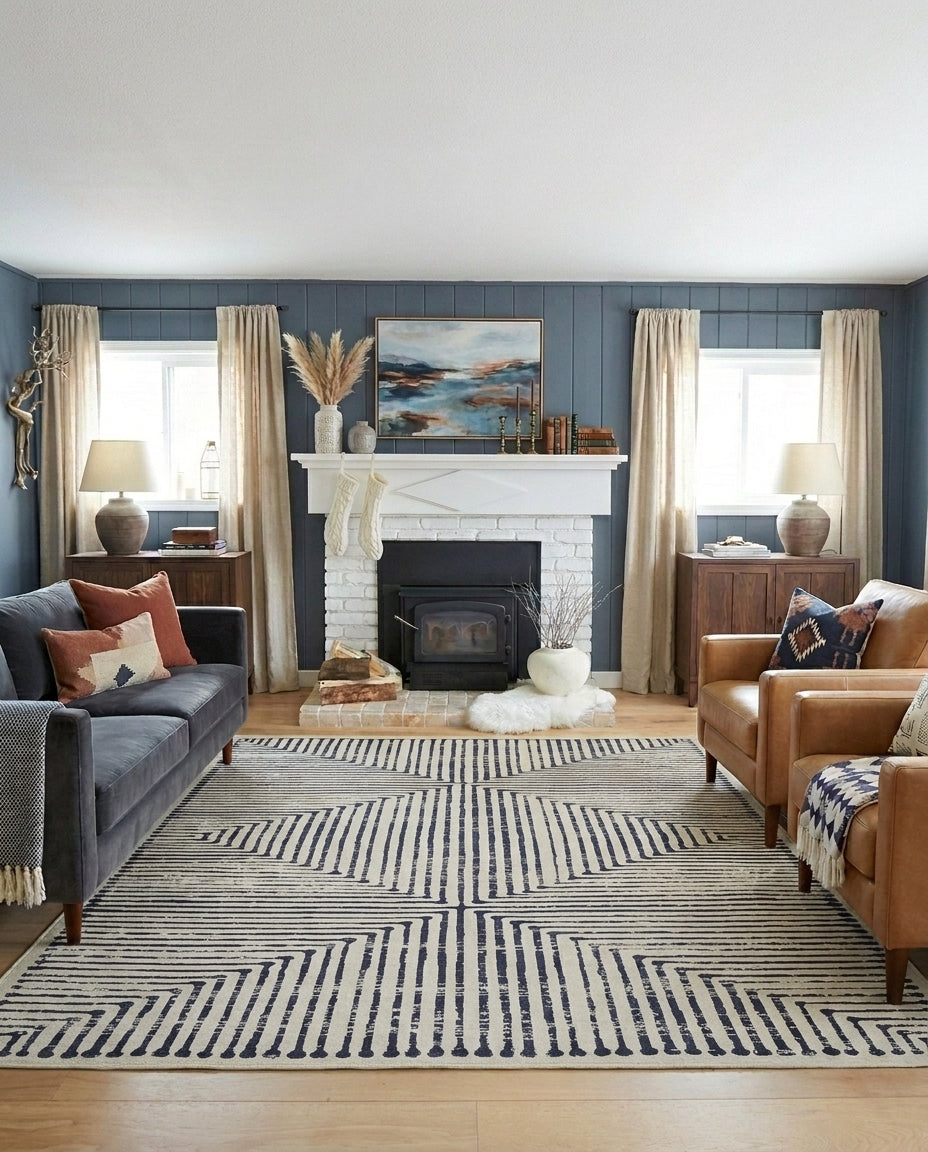 Hampton - Black & Ivory Rug