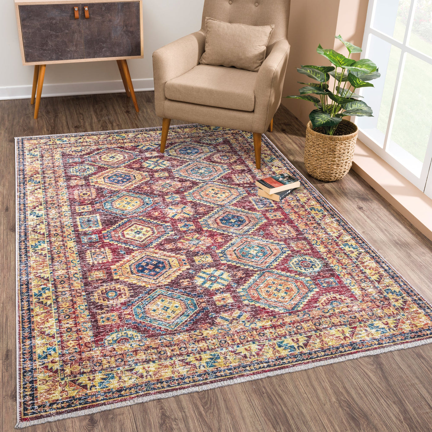 Caria CR-13 Traditional Washable Rug | Non-Slip