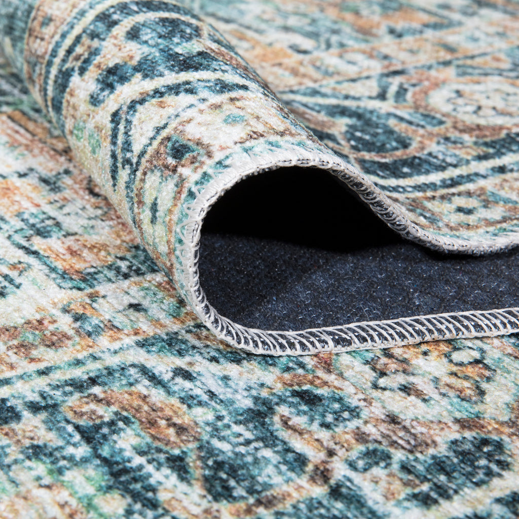 Traditional Blue Green / Tangerine Rug – Bloom Rugs