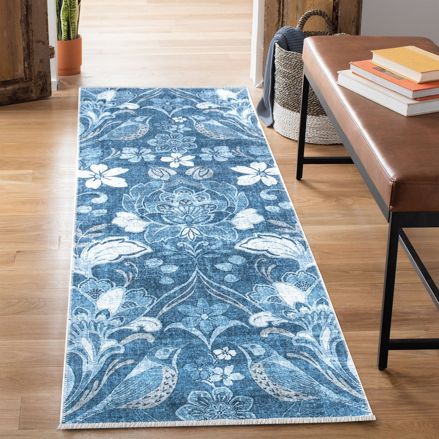 Caria CR-28 Floral Washable Rug | Non-Slip