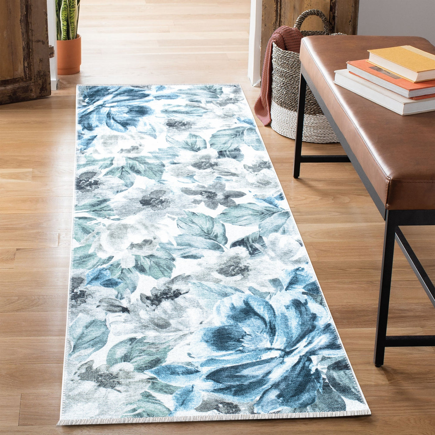 Caria CR-18  Floral Modern Washable Rug | Non-Slip