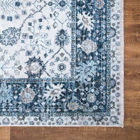 Caria CR-38 Traditional Bordered Blue Rug