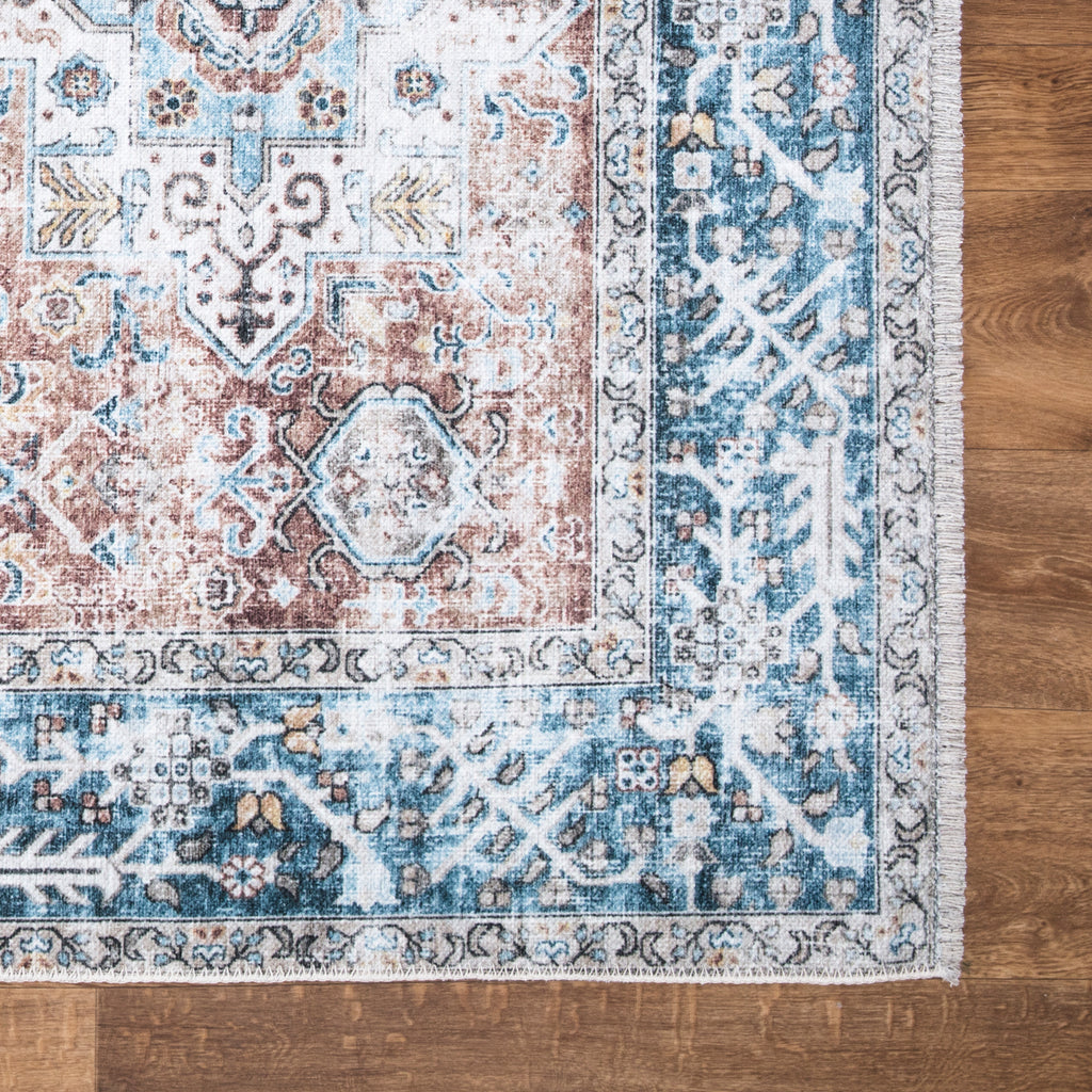 Traditional Persian Coral and Blue Rug – Bloom Rugs