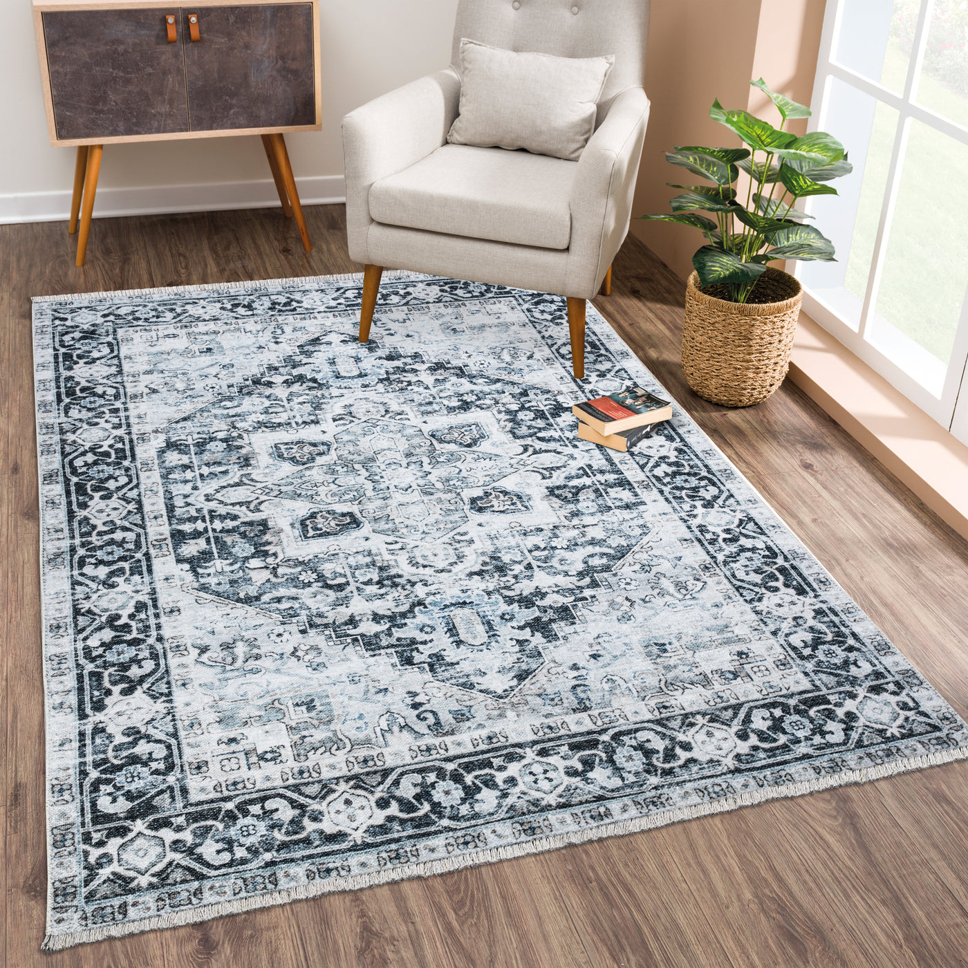 Caria CR-06 Traditional Persian Denim Blue Rug