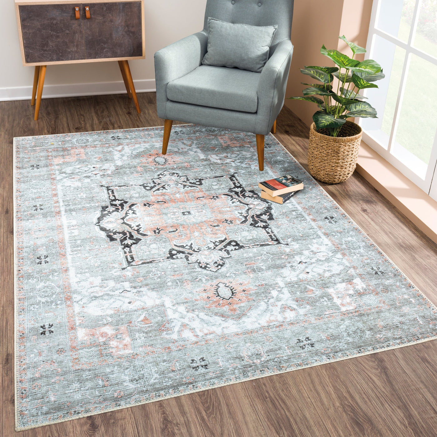 Ionia IO-22 Traditional Washable Rug | Non-Slip
