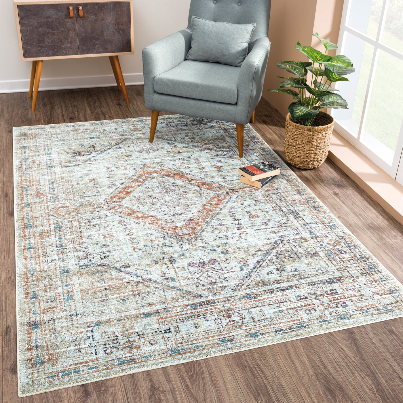 Ionia IO-17 Traditional Washable Rug | Non-Slip