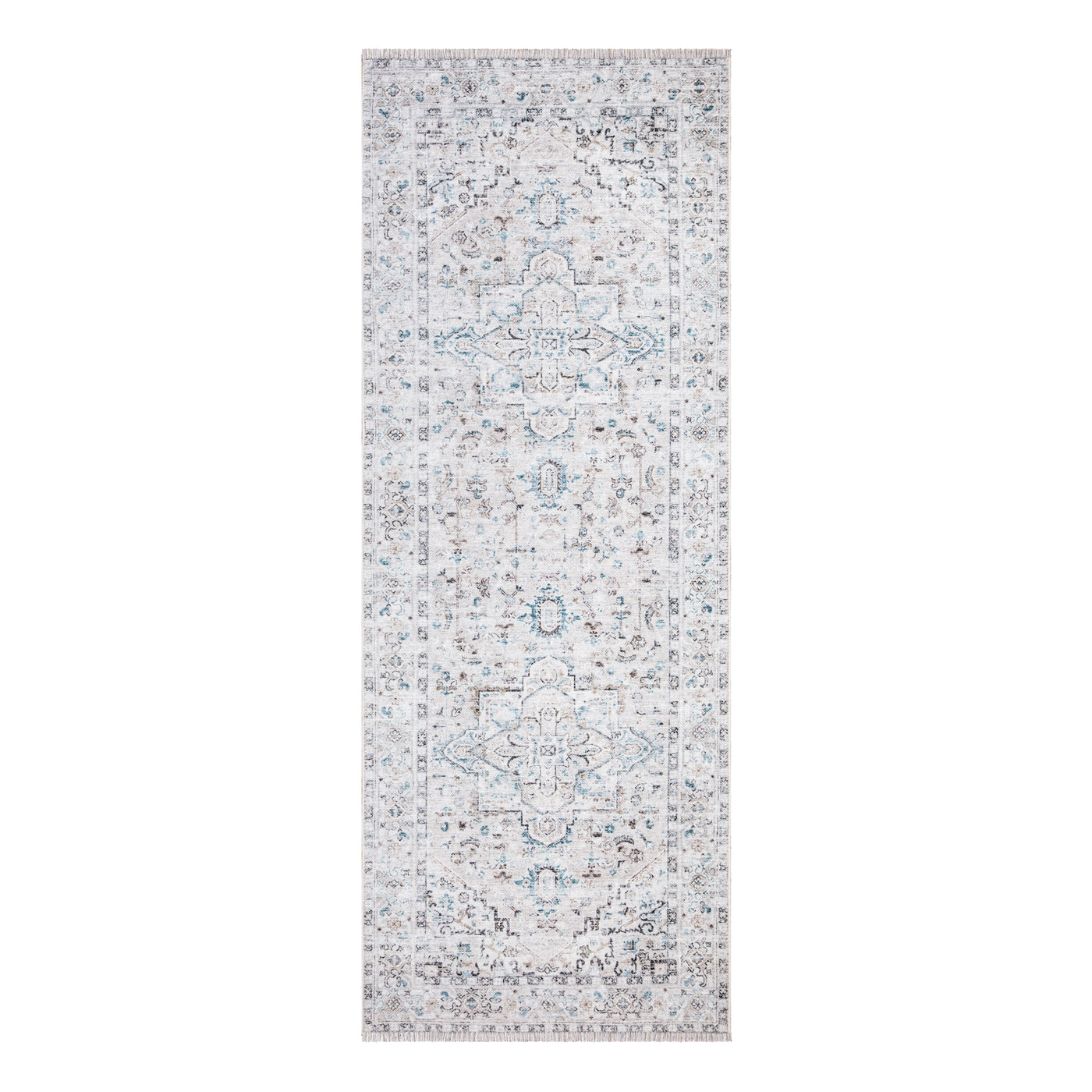 Caria CR-06 Traditional Persian Seashell / Teal Blue Rug