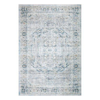 Ionia IO-43 Traditional Medallion Cream Light Blue Teal Rug