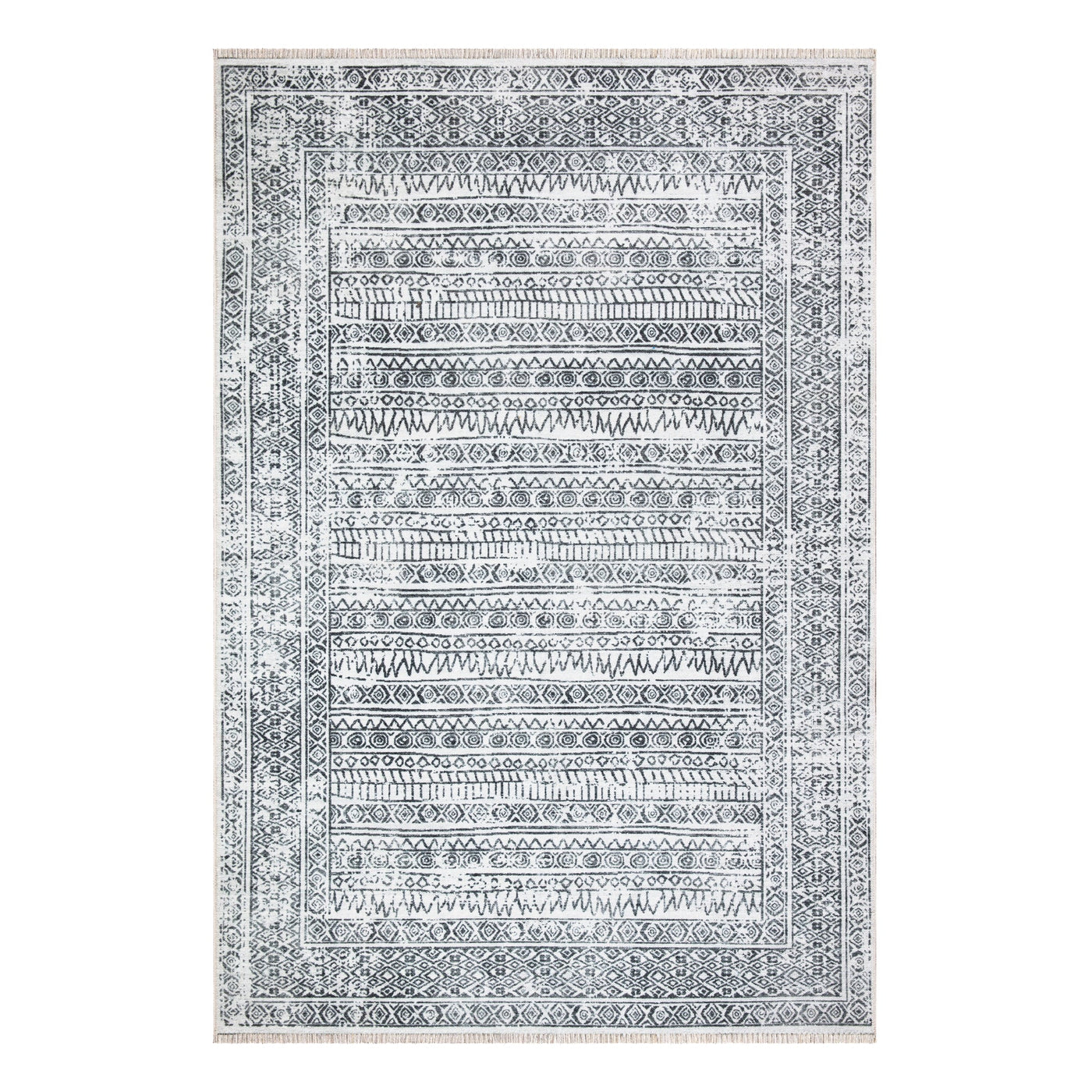 Caria CR-20 Geometric Washable Rug | Non-Slip