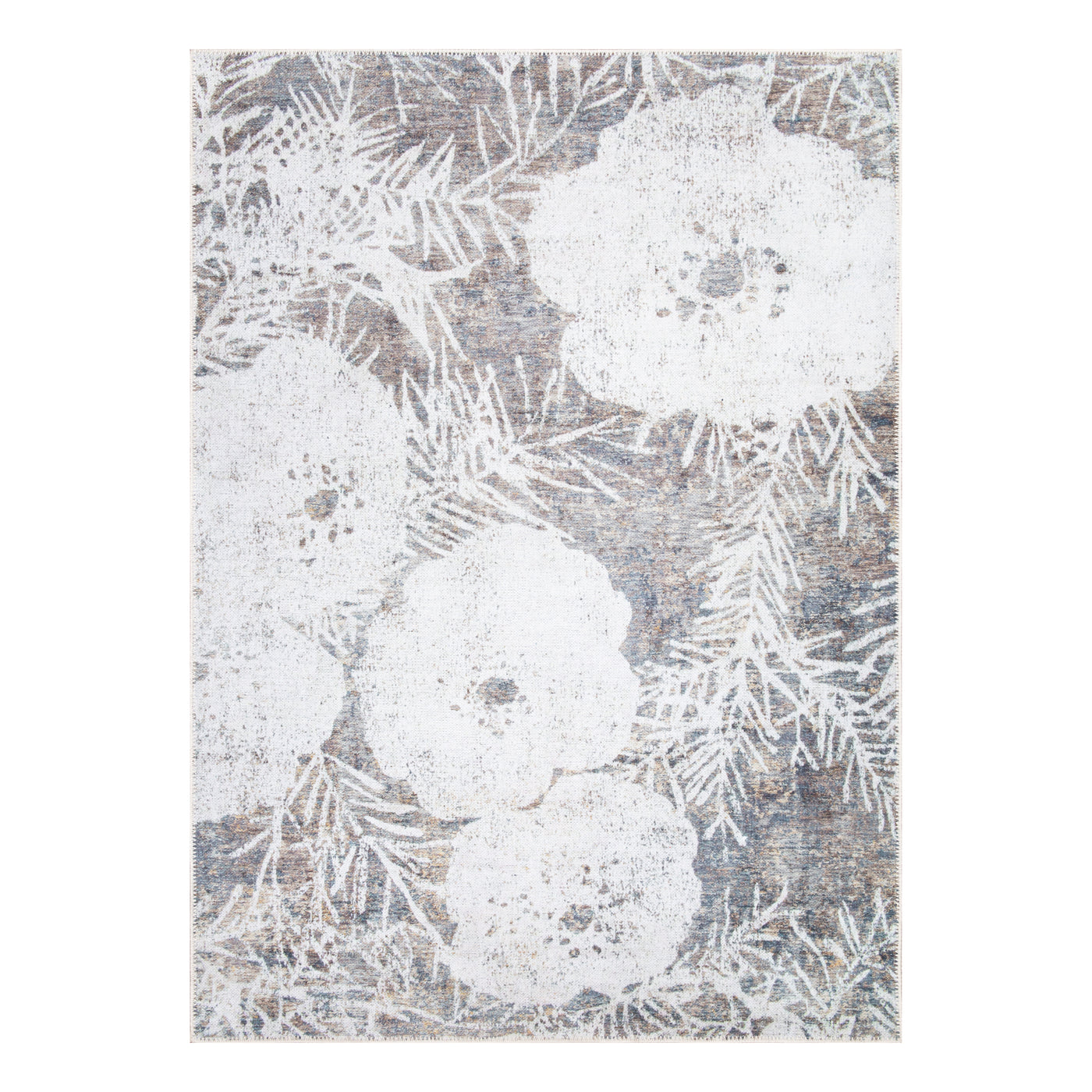 Ionia IO-33 Modern Floral Washable Rug | Non-Slip