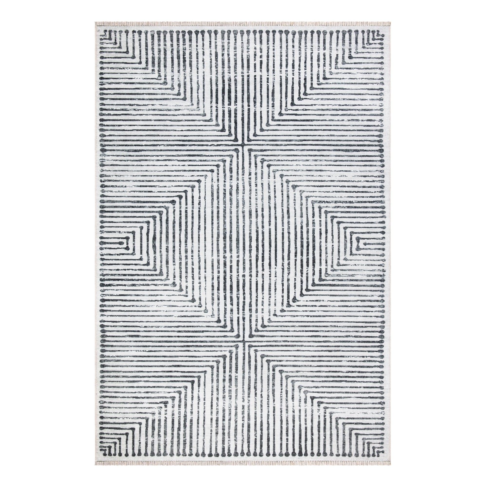 Caria CR-22 Striped Washable Rug | Non-Slip