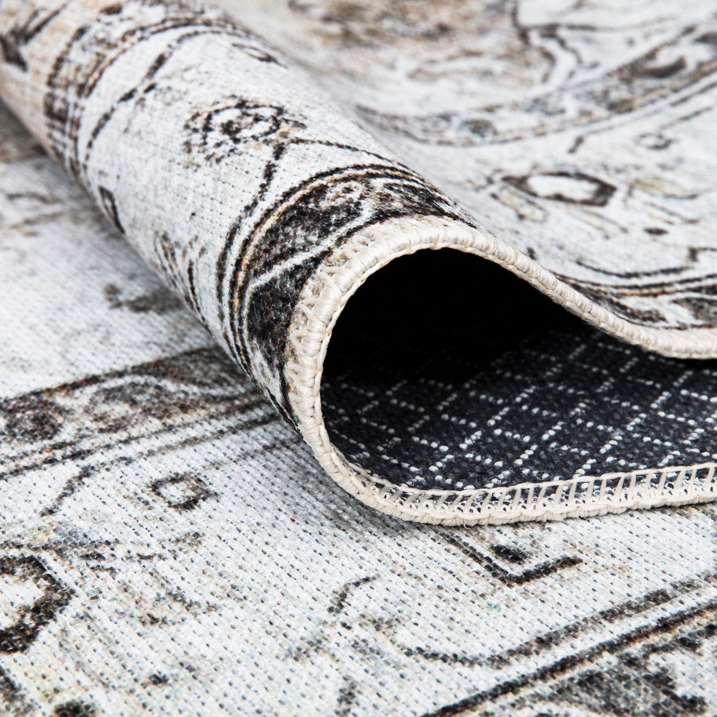 Ionia IO-35 Traditional Washable Rug | Brown/Beige/Charcoal | Non-Slip